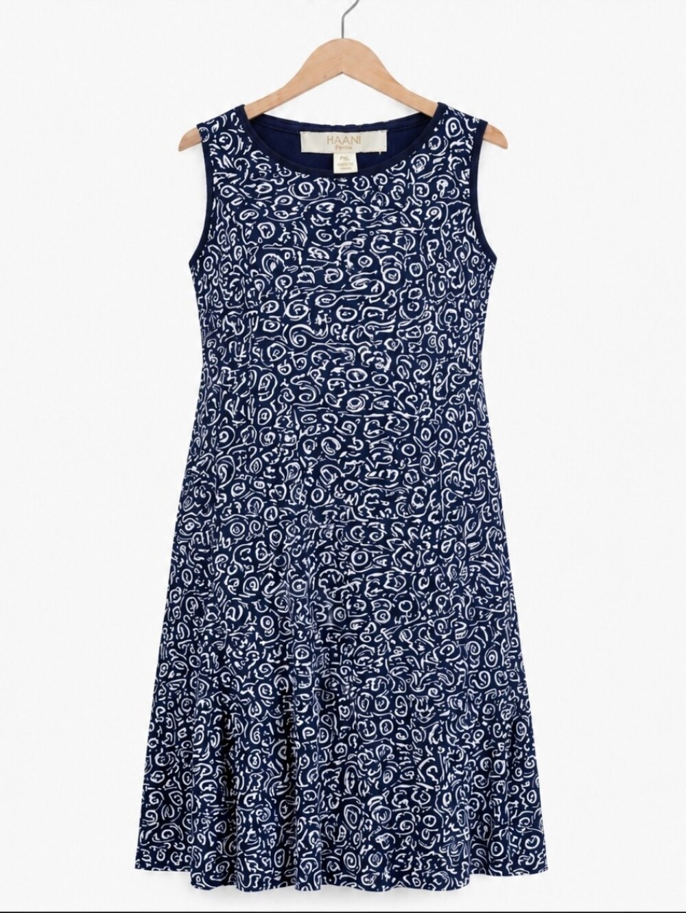 Haani Blue Lined Floral Pattern Midi Dress Petite Sz PXL